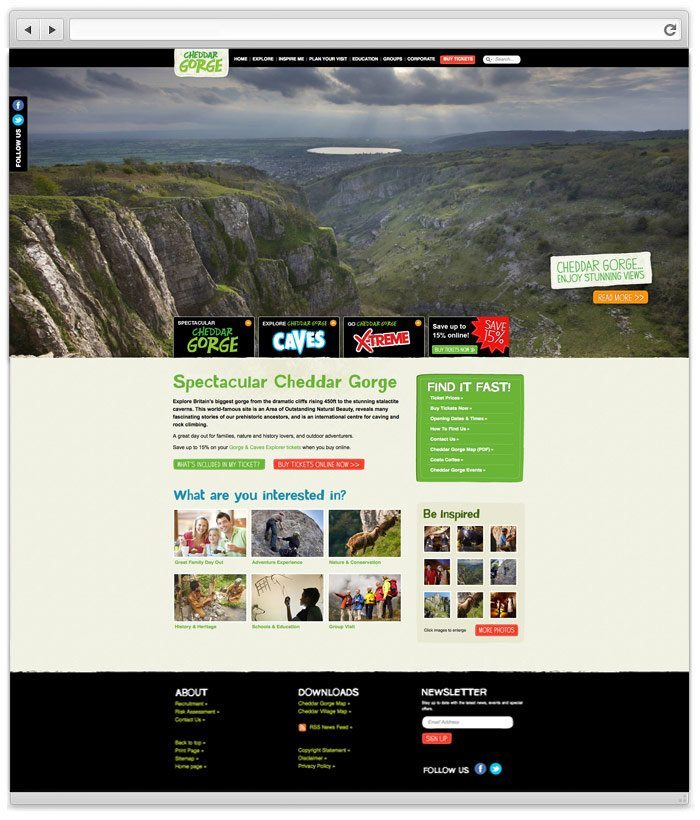 Cheddar Gorge website design