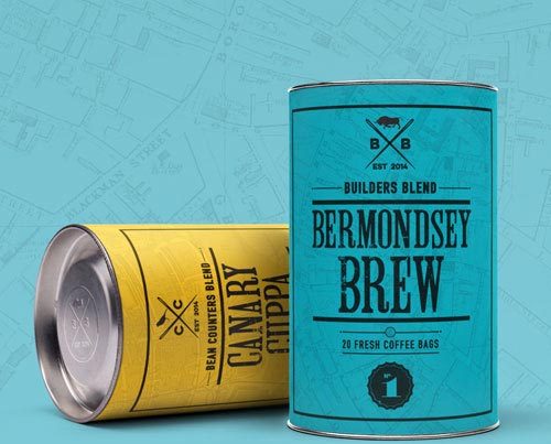 Bermondsey Brew and Canary Cuppa packaging design